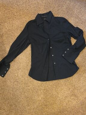 Express Black Women's Long-Sleeve Button-Up Shirt